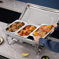 Réchaud de Buffet Rectangulaire Commercial Haut de Gamme en Acier Inoxydable Pliable pour Hôtels et Restaurants, Chauffage à l'Alcool