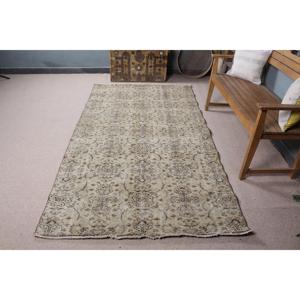 Vintage Turkish Rug, 4.5x8.1 ft Rug, <b>Brown</b> Gray Southwestern <b>Wool</b> Rug - Product Image 3
