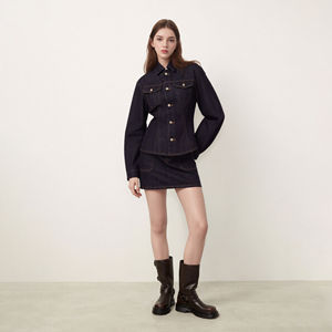 Chaqueta Vaquera Oscura para Mujer, Chaqueta de Mezclilla Ajustada, Chaqueta Clásica con Botones, Ropa Exterior de Manga Larga, Chaqueta de Camionero de Algodón, Ropa de Moda para Mujer - Product Image 3