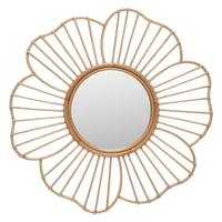 Miroir mural/de courtoisie ECONA durable, léger, écologique, fait main en rotin et bambou tressé, sans électricité, design Boho Sunburst