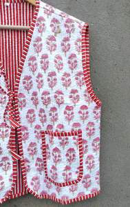 เสื้อแจ็คเก็ตบุสองชั้นสไตล์โบฮีเมียนใส่ได้ทั้งชายและหญิงเสื้อหนาวผ้าฝ้ายแขนสั้นพิมพ์ลายสไตล์อินเดีย - Product Image 4