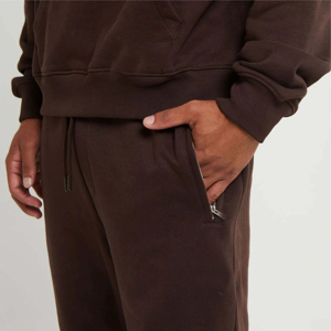 Pull à capuche Hip Hop en éponge française 100% coton pour hommes, poche brodée, épaules tombantes surdimensionnées, teint uni - Product Image 4