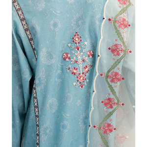 Dernière conception de robe de pelouse 3 pièces pour femmes, sur mesure, costumes de pelouse élégants pour dames d'été au prix de gros - Product Image 6