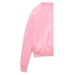 Sudadera Ecológica para Mujer, Invierno, Color Sólido, Bordada, Transpirable, Cuello Redondo, 340g, Rosa, Resistente al Viento, Poliéster/Algodón en la Parte Delantera - Product Image 6