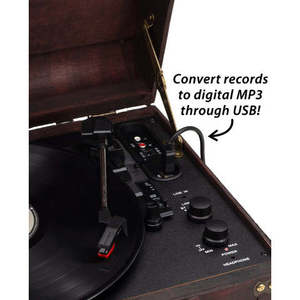 Vintage Wooden Suitcase Turntable with <b>Bluetooth</b> & <b>USB</b> (Model VT32) - Product Image 5
