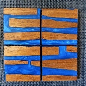 Vente en gros sous-verre en résine époxy carré isolé en bois d'acacia pour tasses à boissons bière café thé sous-verre en résine pierre - Product Image 4