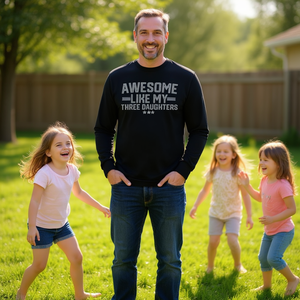 Fantastica maglietta a maniche lunghe per papà di tre figlie, regalo promozionale per la festa del papà - Product Image 3