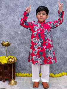 Pyjama Kurta en tissu coton doux de qualité supérieure pour enfants | Tenue traditionnelle pour garçons pour vêtements de fête et de mariage | Fournisseur indien - Product Image 2