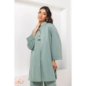 Ensemble coordonné en lin teint en fil avec embellissements IPS-24-181, deux pièces assorties, manches trois quarts, tailles XS à 2XL, pour le bureau - Product Image 1