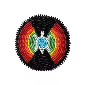 Posavasos con cuentas absorbentes redondas hechas a mano de alta calidad con diseño personalizado, 4 semillas de calor bordadas para bebidas - Product Image 2