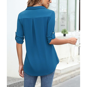 Chemise de travail habillée à manches longues coréenne de haute qualité pour femmes avec décoration de bouton vêtements d'affaires décontractés formels - Product Image 3
