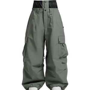 Pantalon décontracté respirant à taille haute pour homme Salopette multi-poches Fermeture éclair Street Trend Loose Baggy Stretchy Wide Leg Plus Size - Product Image 5