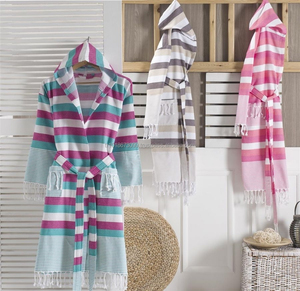 Serviette turque vêtements de plage d'été PEST-WR-KDSROBE5 Robes turques peignoir Kimono Châle À Capuche Douche Bain - Product Image 3