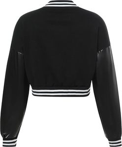 แจ็กเก็ตสไตล์ฮิปฮอปแบบมีซิปสำหรับผู้หญิงเสื้อโค้ทฮิปฮอปมีกระดุมตกแต่งด้วยตัวอักษรทึบทรงเบสบอลบอมเบอร์สไตล์ Y2K - Product Image 2