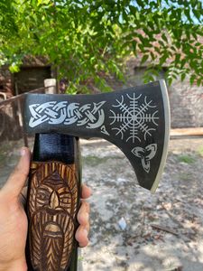Traditional Camping Outdoor Survival Hatchet <b>Axe</b> Sharp Viking Tomahawk <b>Chopping</b> Hand <b>Axe</b> Hand Made Carbon Steel Viking <b>Axe</b> - Product Image 4