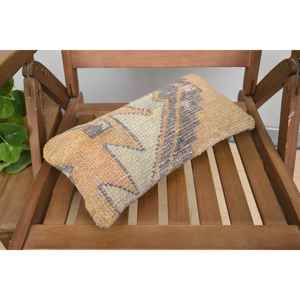 Luxe Beige Kilim Patchwork Laine Oreiller 8x16 Pouces Vintage Floral Tissé Coussin pour Canapé Literie Portable Style Rustique - Product Image 5