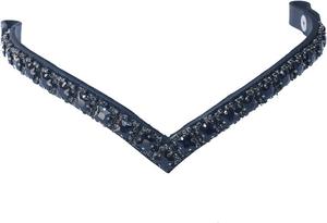 Black Crystal Mega Sparkly V Shape <b>Snap</b> Browband for Bridle Bling browband for Leather Bridle Equestrian for Show & Dressage - Product Image 2