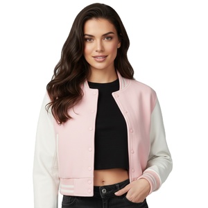 Vestes universitaires courtes pour femmes de qualité supérieure, vêtements décontractés personnalisés, col montant, logo frontal disponible, différentes couleurs personnalisées - Product Image 6