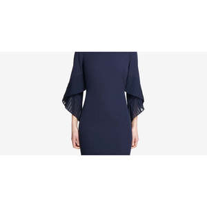Abito tubino da donna DKNY blu navy in spandex, comodo, con maniche a campana plissettate e stampa, per l'ufficio, taglia 16 - Product Image 2