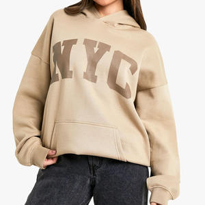 Nueva moda Taupe NYC eslogan estampado de gran tamaño para mujer Sudadera con capucha Flecce antiarrugas transpirable gimnasio y ropa de calle sudaderas con capucha para mujer - Product Image 1