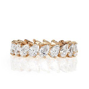 Anillo de Eternidad de Oro Sólido de 18K para Mujer con Diamantes de Corte Marquesa y Engaste de Puntas, Joyería Fina de Lujo - Product Image 3