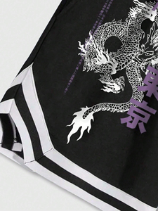 <b>Anime</b> Dragon Graphic Drawstring Waist Basketball <b>Shorts</b> Letter Print Design for School & Casual Wear" - Product Image 5
