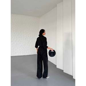 Shirt and <b>Trousers</b> Set - Black - Product Image 2
