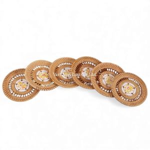 Posavasos Hecho a Mano de Ratán Natural Estilo Bohemio de Vietnam para Servir Bebidas en Casa y Decorar la Mesa - Product Image 2