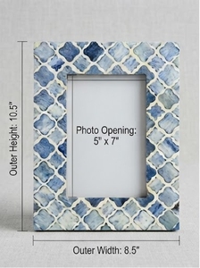 Trending Hot Selling MDF Photo <b>Frame</b> Rectangular Blue <b>White</b> Geometric Resin Pattern Tabletop Vertical Display - Product Image 3