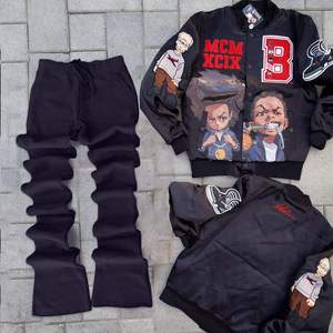 Conjunto Deportivo de 2 Piezas para Hombre, Estilo Hip Hop, Sudadera con Capucha de Felpa 100% Algodón, Bordada, de Secado Rápido, para Otoño - Product Image 4