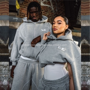 Custom Oversized Unisex Sweatshirt Tracksuit Zip up <b>Hoodies</b> and Sweat Pants Set Tracksuit Sportswear <b>for</b> Sweatsuit <b>Men</b> - Product Image 3