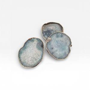 Modern Dark Natural Agate Stone <b>Coasters</b> with <b>Gold</b> Edges for Sophisticated Table Decoration - Product Image 5