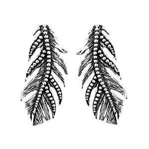 Boucles d'oreilles pendantes en plumes pour femmes, style bohème, argent antique 925, zircon, bijoux romantiques pour mariage - Product Image 1