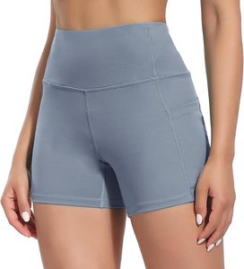 Short de yoga et de fitness respirant et écologique taille haute pour femme avec poches latérales profondes pour les entraînements de vélo de course à pied - Product Image 2
