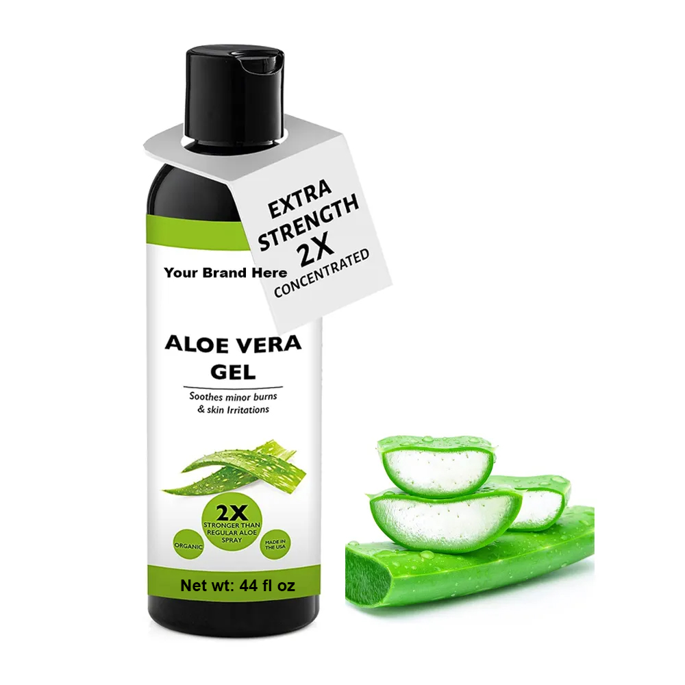 Etiqueta privada Gel de Aloe Vera orgánico 44oz Cuidado DE LA PIEL calmante e hidratante Hecho en EE. UU. con regalos corporativos de marca