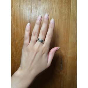 Handmade 14k Gold Sterling <b>Silver</b> Ring Navajo Ethnic Style Rhodium Plated Cut Stone Inlay Platinum Main for Everyday Wear - Product Image 4