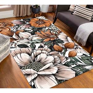 Tapis imprimé aux couleurs dégradées : motif de fleurs botaniques modernes pour la décoration de la maison, tapis en velours - Product Image 4
