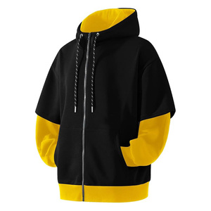 Sweat-shirt léger pour homme avec fermeture éclair, color block, respirant, en mélange de coton, coupe ample, avec poches - Product Image 1