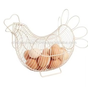 Rustic Chicken Wire <b>Basket</b> for Eggs and Utensils Hen Shape <b>Metal</b> Holder for Kitchen or Home - Product Image 3