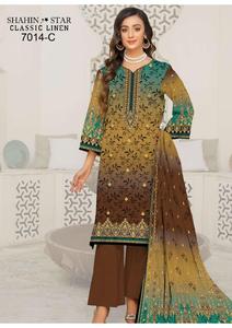 Vestido de lino de alta calidad Salwar Kameez estilo indio y pakistaní traje de invierno para damas para fiestas calidad de exportación - Product Image 4