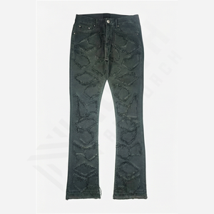 กางเกงยีนส์แฟชั่นผู้ชายสไตล์สตรีทแวร์คุณภาพสูง ผลิตตามสั่ง ขายส่ง พร้อมป้ายหนัง ทรงขาบาน ผู้จัดจำหน่ายขายส่งจำนวนมาก รับผลิตตามสั่ง - Product Image 1