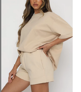 Conjuntos de pantalones cortos de verano para mujer personalizados, camiseta de manga corta de algodón 100%, pantalones cortos, conjunto de 2 piezas de Bangladesh - Product Image 3