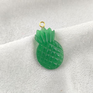 Colgante verde con forma de piña de ónix, colgante de plata tallado a mano, colgante con forma de piña, colgante de oro Vermeil - Product Image 1