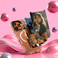 Coque de Téléphone de Luxe Magnétique Antichoc en TPU PC pour iPhone 15 Pro Max Plus avec Support Béquille et Poignées de Téléphone