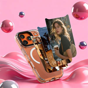 יוקרה מגנטי shockproof tpu pc במקרה טלפון iphone 15 פרו מקס פלוס כיסוי דגם עם עמדת טלפון ושקיעות שולחן - Product Image 1