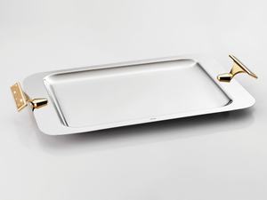 ถาดโลหะเคลือบเงามันวาวทำจากโลหะทันสมัยพร้อมด้ามจับอุปกรณ์จัดระเบียบที่ทันสมัยสำหรับตกแต่งบ้านหรือสำนักงานในเมืองบ้าน - Product Image 5