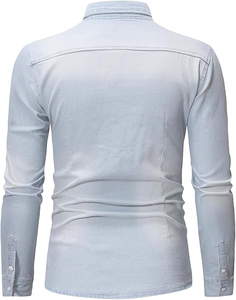 เสื้อเชิ้ตผ้าเดนิมสำหรับผู้ชายเสื้อเชิ้ตวินเทจพิมพ์ลายสกรีนสำหรับผู้ชายสินค้ามาใหม่ - Product Image 4