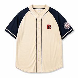 Vintage Style Custom Baseball Jersey-<b>Men's</b> <b>Retro</b> Cotton Poly Sports <b>Shirt</b> for Cream Navy Boxy Fit - Product Image 1