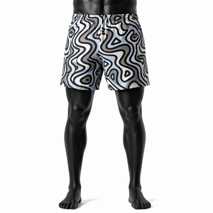 Pantalones Cortos Personalizados para Hombre con Estampado Abstracto, Estilo Urbano, de Playa, Secado Rápido, Casuales de Verano, con Cordón Ajustable, Sublimación, OEM, ODM - Product Image 1