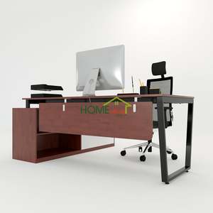 โต๊ะทำงานผู้บริหารสุดหรูรุ่น HBTC023 ขนาด 180x160 ซม. ดีไซน์ทรงสี่เหลี่ยมคางหมู ทำจากไม้โอ๊คแท้ ต้องประกอบเอง เหมาะสำหรับใช้ในสำนักงานและห้องนอน - Product Image 3